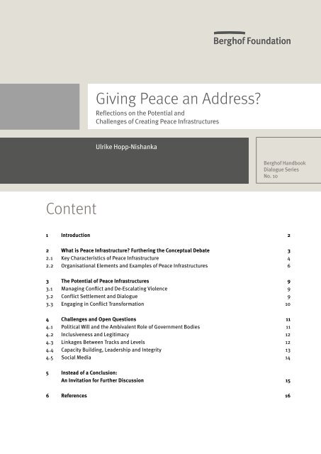 Giving Peace an Address? - Berghof Handbook for Conflict ...