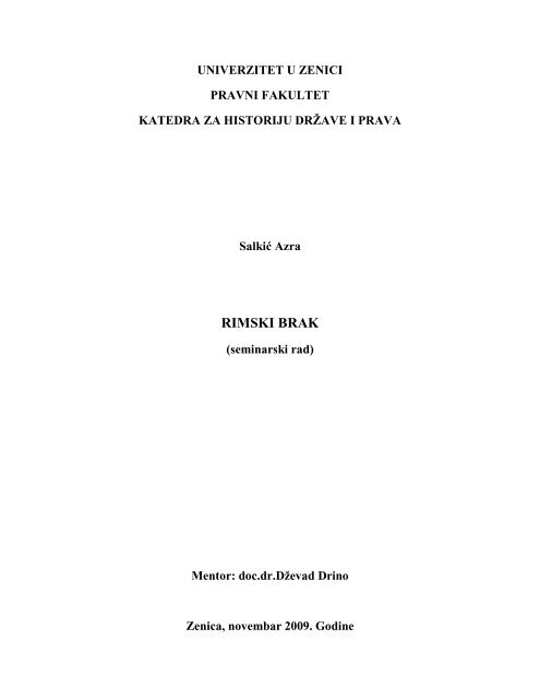 Rimski brak - Seminarski Maturski Diplomski Radovi