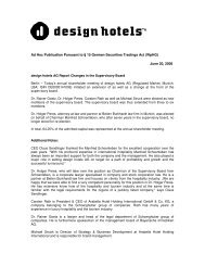 Ad Hoc Publication Pursuant to § 15 German ... - Design Hotels