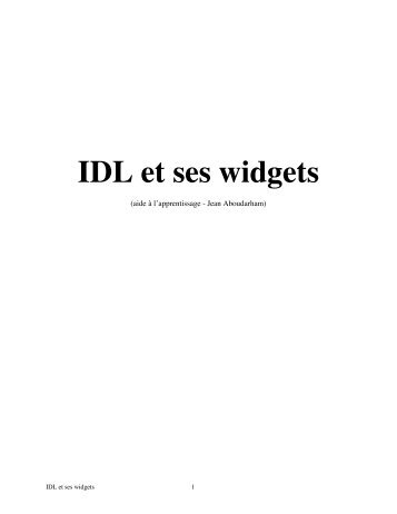 IDL et ses widgets
