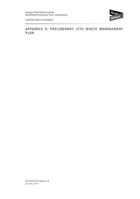 Appendix D Preliminary Site Waste Management Plan - Shropshire ...