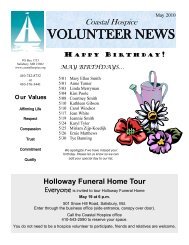 VOLUNTEER NEWS - Coastal Hospice