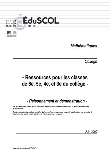 Raisonnement et démonstration - Mathématiques dans l'académie ...