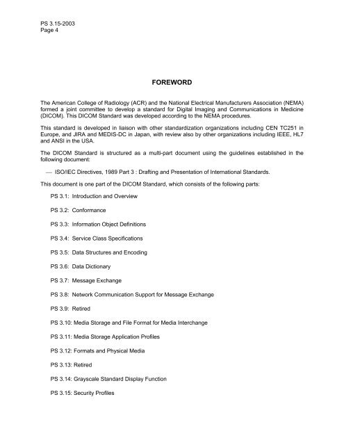 Security Profiles - Dicom - NEMA