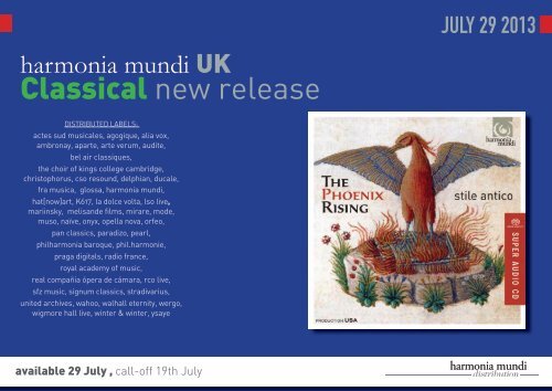 JULY 29 wp - Harmonia Mundi UK Distribution