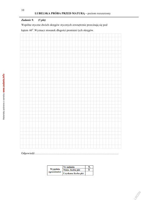 LUBELSKA PRÓBA PRZED MATURĄ – poziom ... - Zadania.info