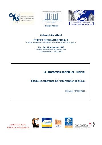 Blandine DESTREMAU - La protection sociale en Tunisie - CMI