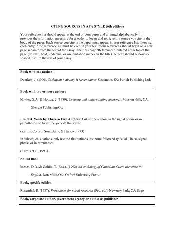 citing sources apa style 6th edition foothill college