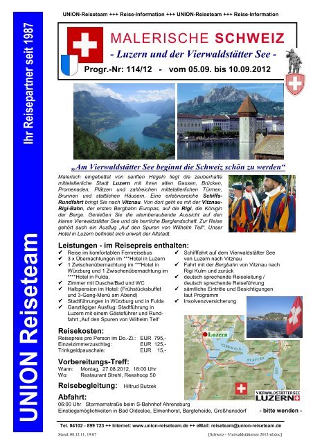 Schweiz - Vierwaldstättersee 2012-rd - UNION Reiseteam Ahrensburg