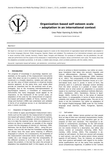 Organization-based self-esteem scale – adaptation - Journal of ...