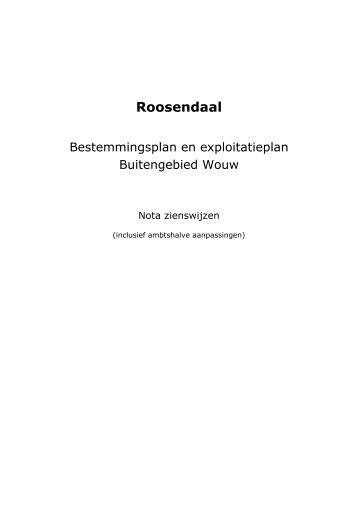 Nota zienswijzen - Gemeente Roosendaal