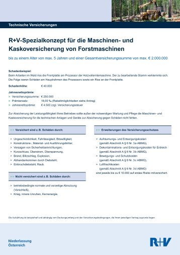 Antrag Spezialkonzept Forstmaschinen - R+V Versicherung