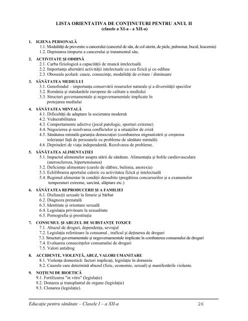 Programa de educatie pentru sanatate.