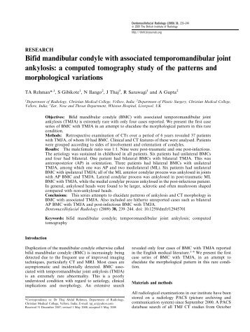 Bifid mandibular condyle with associated temporomandibular joint ...