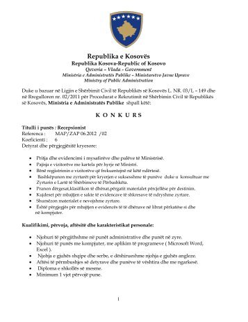 Republika e Kosovës - Ministria e Administratës Publike