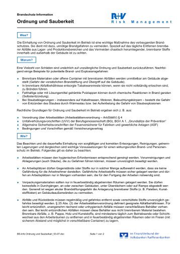 Brandschutz-Information Ordnung und Sauberkeit - R+V Versicherung