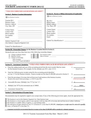 Ctca 047 (1/2012) tourism assessment form 2011/12 - the California ...