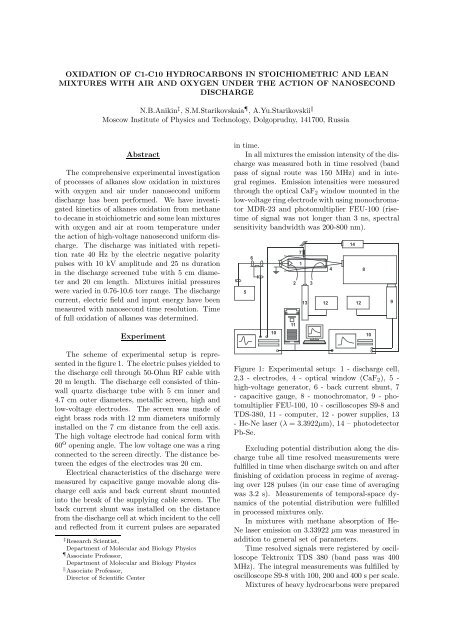 oxidation of c1-c10 hydrocarbons in stoichiometric and lean ...