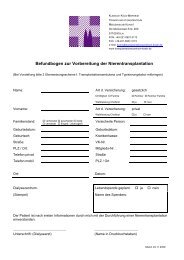 Befundbogen zur Vorbereitung der Nierentransplantation