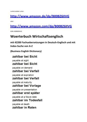 german-english words Business English Dictionary Woerterbuch Wirtschaftsenglisch