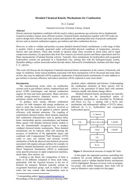 Detailed Chemical Kinetic Mechanisms for Combustion H. J. Curran