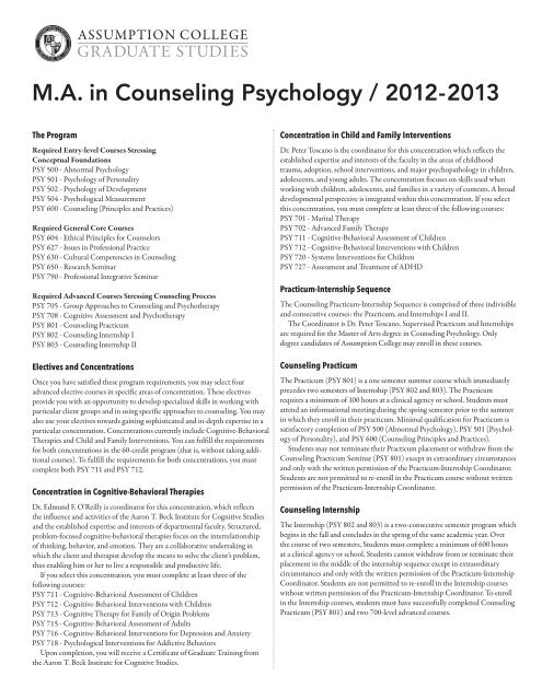 AC Grad/CP Advising Pamphlet - graduate studies at assumption ...