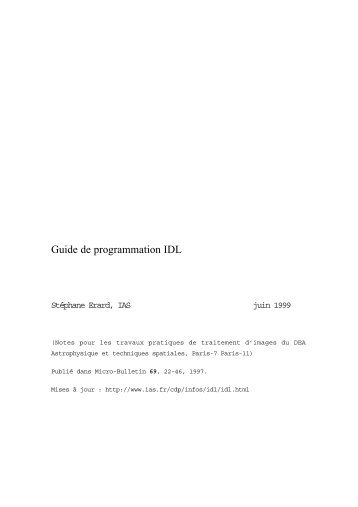 Guide de programmation IDL