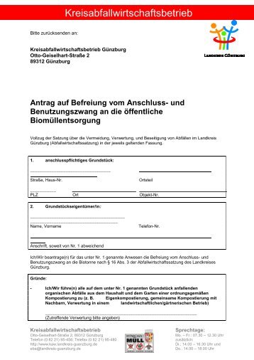 Antrag auf Befreiung von der Biotonne - Landkreis Günzburg