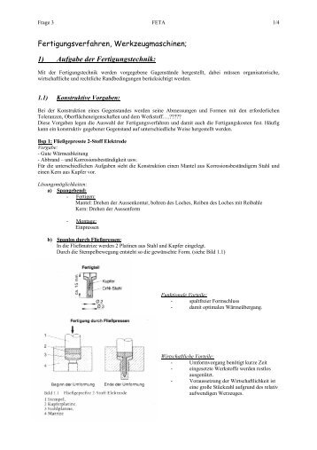 1) Aufgabe der Fertigungstechnik