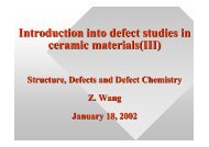 Introduction into defect studies in ceramic materials(III) - Positron ...