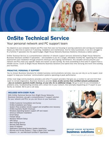 OnSite Technical Service Data Sheet - Bright House Networks ...