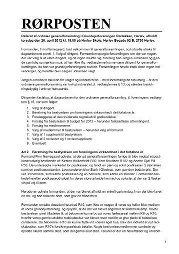 Referat af generalforsamling 26. april 2012 - Rørløkken