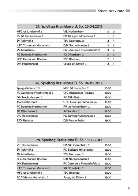Saison 2011 / 2012 - SG Oftersheim