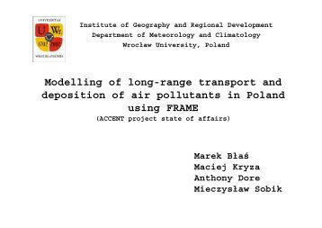 Modelling of long-range transport and deposition of air ... - MANHAZ