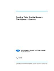 Baseline Water Quality Review - Elbert County, Colorado