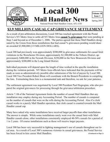 Spring 2007 - Local 300 National Postal Mail Handlers Union