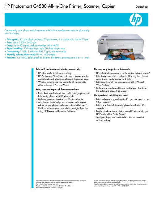 HP Photosmart C4580 All-in-One Printer, Scanner, Copier