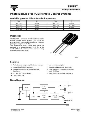 TSOP1738 - Datasheet Catalog