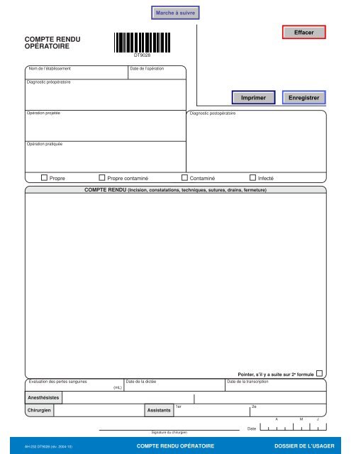 COMPTE RENDU OPÉRATOIRE