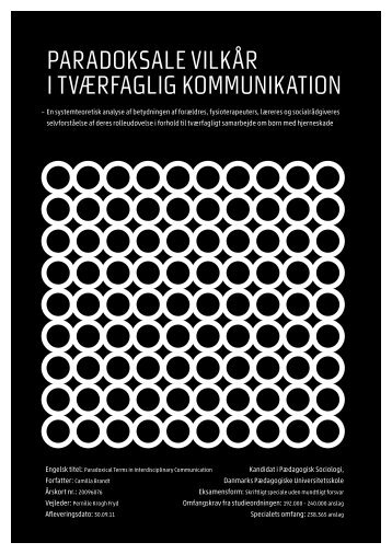 Paradoksale vilkår i tværfaglig kommunikation - CPOP