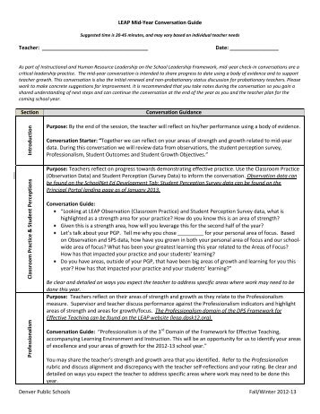 LEAP Mid-Year Conversation Guide Denver Public Schools Fall ...