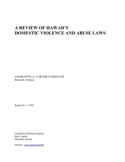 A Review of Hawaii's Domestic Violence and Abuse Laws