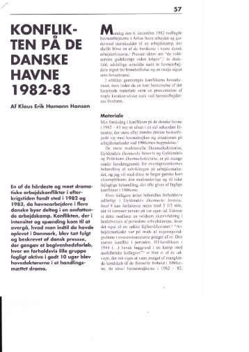 dagpengestrejken 82-83 artikel fra tidsskriftet Arbejderhistorie