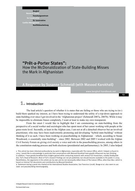 Prêt-a-Porter States - Berghof Handbook for Conflict Transformation