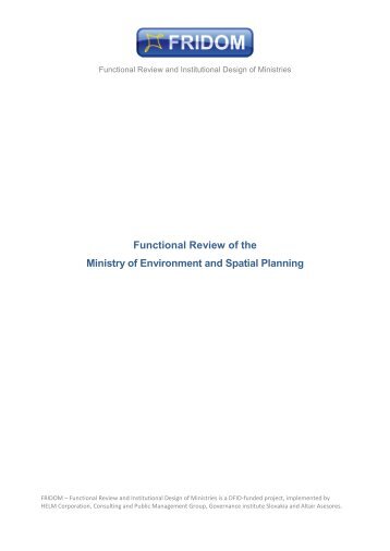 Functional Review of the Ministry of Environment and Spatial Planning