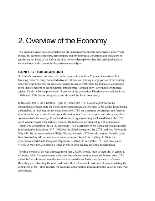 Sri Lanka Economic Performance Assessment (2009)