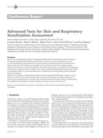 Advanced Tests for Skin and Respiratory Sensitization ... - Altweb