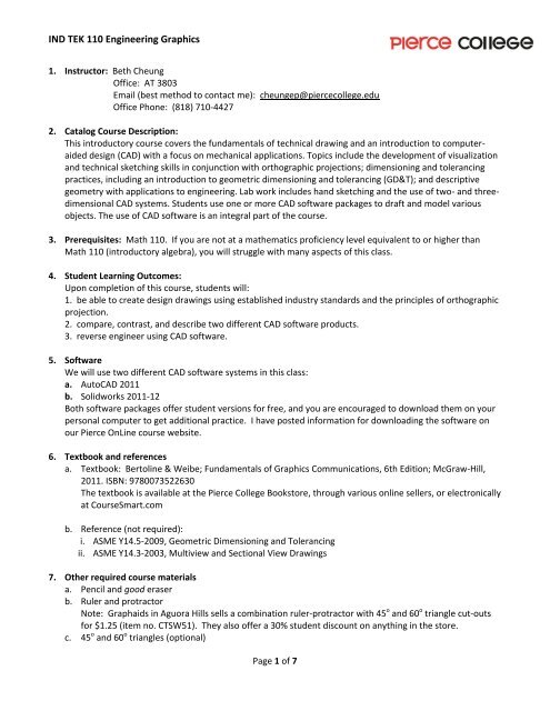 Ind Tek 110 Engineering Graphics Facultypiercecollegeedu - 