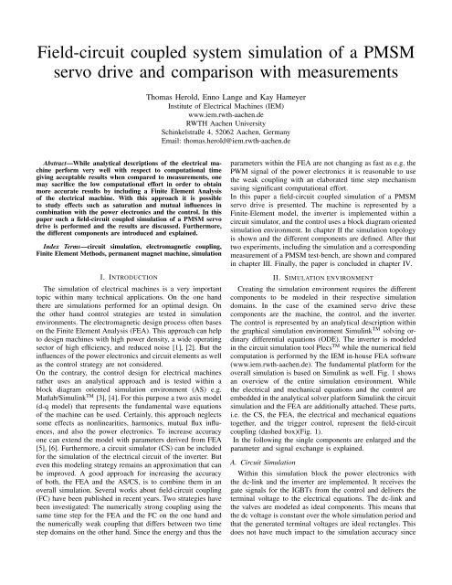 Field-circuit coupled system simulation of a PMSM servo drive and ...