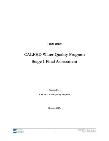 CALFED Water Quality Program Stage 1 Final Assessment